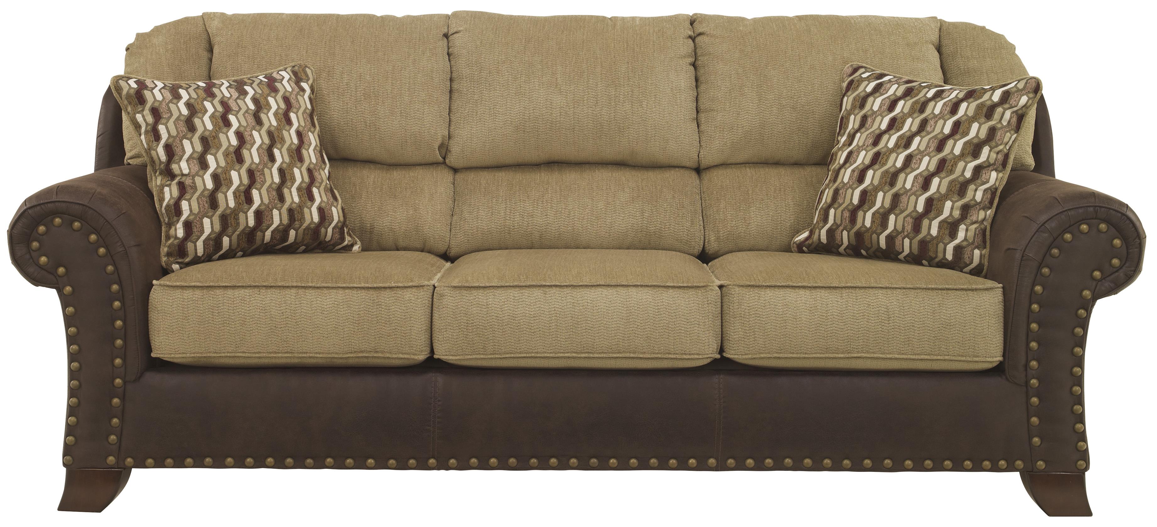 Benchcraft Vandive Two-Tone Sofa with Chenille Fabric/Faux Leather ...